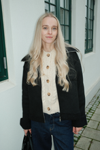 Afbeelding in Gallery-weergave laden, Shearling Zipper Coat - Black