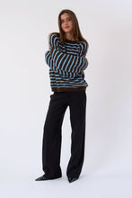 Load image into Gallery viewer, Sienna Striped Knit - Chocolate/Light Blue