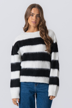 Load image into Gallery viewer, Celina Striped Knitted Sweater - White/Black
