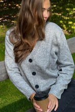 Load image into Gallery viewer, Knitted Cardigan - Light Grey Melange