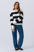 Load image into Gallery viewer, Celina Striped Knitted Sweater - White/Black