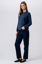 Load image into Gallery viewer, Crizette Striped Knit Cardigan - Blue/ Deep Blue
