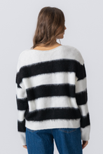 Load image into Gallery viewer, Celina Striped Knitted Sweater - White/Black