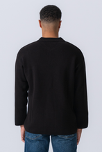 Load image into Gallery viewer, Knitted Long Sleeve Polo - Black