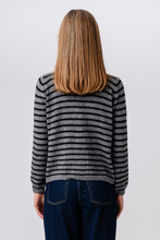 Load image into Gallery viewer, Crizette Striped Knit Cardigan - Grey/Black