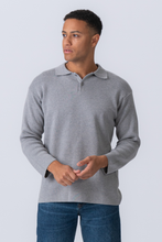 Load image into Gallery viewer, Knitted Long Sleeve Polo - Grey