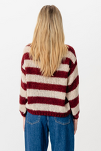 Load image into Gallery viewer, Mila Striped Knitted Sweater - Burgundy/Beige