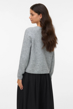Load image into Gallery viewer, Magalene O-Neck Pearl Cardigan - Medium Grey Melange