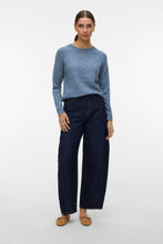 Carregar imagem no visualizador da galeria, Doffy O-Neck Blouse - Dark Denim w. White Melange