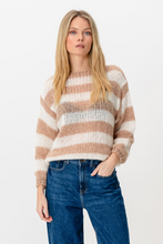 Carregar imagem no visualizador da galeria, Mila Striped Knitted Sweater - Light Camel/White