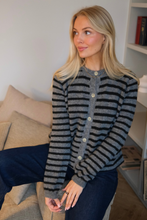 Load image into Gallery viewer, Crizette Striped Knit Cardigan - Grey/Black