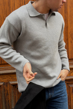 Load image into Gallery viewer, Knitted Long Sleeve Polo - Grey