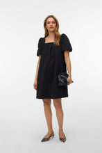 Cargar imagen en el visor de la galería, Ann Ss Square Neck Short Dress - Black
