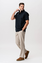 Load image into Gallery viewer, Short Sleeve Linen Shirt - Black