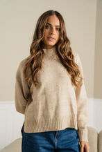 Load image into Gallery viewer, Oversized Knitted Polo-Neck Jumper - Beige