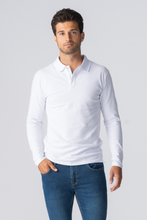 Load image into Gallery viewer, Muscle Long Sleeve Polo Shirt - White