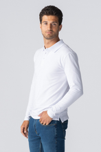 Load image into Gallery viewer, Muscle Long Sleeve Polo Shirt - White