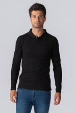 Load image into Gallery viewer, Muscle Long Sleeve Polo Shirt - Black