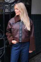 Load image into Gallery viewer, Daisy Shearling Jacket - Brown/Black