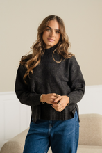 Load image into Gallery viewer, Oversized Knitted Polo-Neck Jumper - Dark Grey Melange
