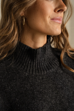 Load image into Gallery viewer, Oversized Knitted Polo-Neck Jumper - Dark Grey Melange