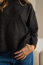 Load image into Gallery viewer, Oversized Knitted Polo-Neck Jumper - Dark Grey Melange