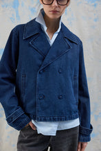 Load image into Gallery viewer, Nata Short Denim Trenchcoat - Dark Blue Denim