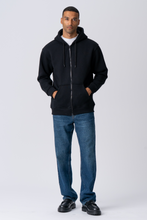 Cargar imagen en el visor de la galería, Relaxed Zip Hoodie - Black