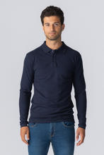 Load image into Gallery viewer, Muscle Long Sleeve Polo Shirt - Navy