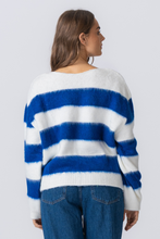 Load image into Gallery viewer, Celina Striped Knitted Sweater - White/Navy