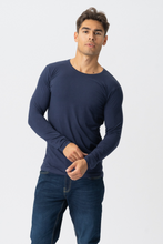 Carica l'immagine nel visualizzatore di Gallery, T-shirt muscolare a maniche lunghe-Navy