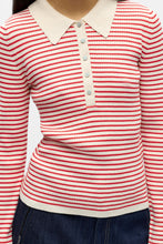 Load image into Gallery viewer, Kelly Polo Knit Pullover - Birch Poinsettia