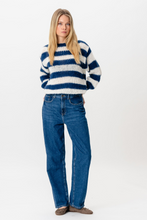 Load image into Gallery viewer, Celina Striped Knitted Sweater - White/Navy
