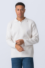 Cargar imagen en el visor de la galería, Knitted Long Sleeve Polo - White
