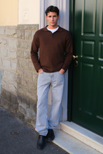 Load image into Gallery viewer, Knitted Long Sleeve Polo - Light Brown