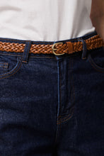 Load image into Gallery viewer, Avery Leather Braided Slim Belt - Cognac