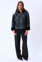 Load image into Gallery viewer, Faux Leather Shearling Jacket - Black