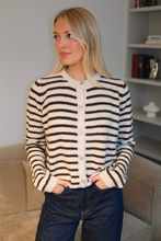 Load image into Gallery viewer, Crizette Striped Knit Cardigan - Off White/ Brown