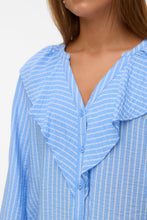 Load image into Gallery viewer, Kaja V-Neck Frill Shirt - Vista Blue Sandra