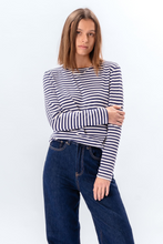 Load image into Gallery viewer, Stripped Long Sleeve Slim Fit - Blue