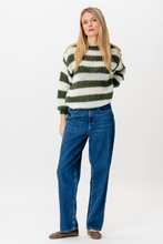 Load image into Gallery viewer, Mila Striped Knitted Sweater - Khaki/White