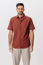 Load image into Gallery viewer, Short Sleeve Linen Shirt - Terracotta