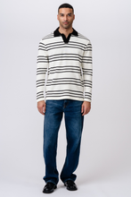 Load image into Gallery viewer, Striped Long-sleeved Polo - Ecru