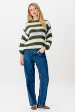 Load image into Gallery viewer, Mila Striped Knitted Sweater - Khaki/White