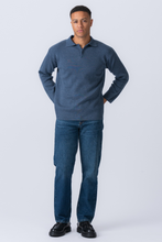 Load image into Gallery viewer, Knitted Long Sleeve Polo - Ocean Blue