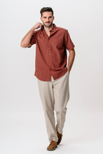 Load image into Gallery viewer, Short Sleeve Linen Shirt - Terracotta