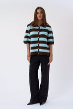 Load image into Gallery viewer, Alba Polo Knit - Chocolate/Light Blue