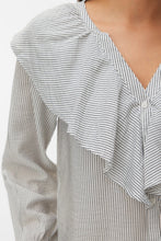 Load image into Gallery viewer, Kaja V-Neck Frill Shirt - Snow White Amanda Black