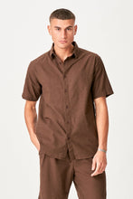 Load image into Gallery viewer, Short Sleeve Linen Shirt - Coffee