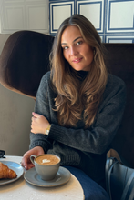 Load image into Gallery viewer, Oversized Knitted Polo-Neck Jumper - Dark Grey Melange
